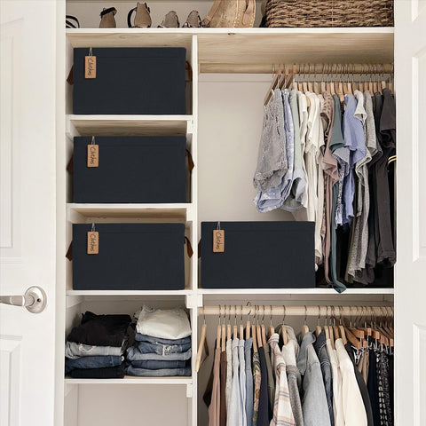 Large fabric bins by CHICVITA fold open and stay upright for easy closet organization.