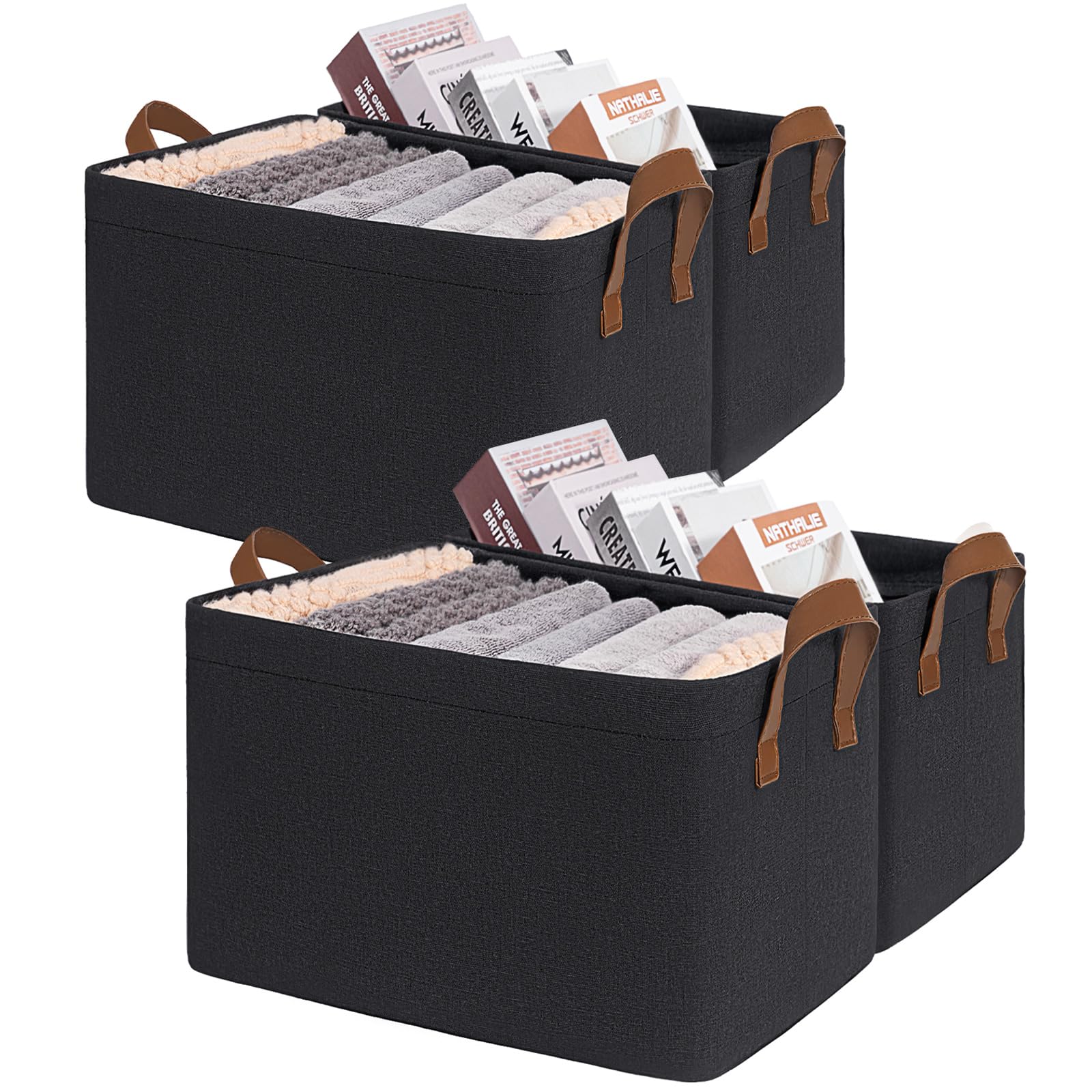 CHICVITA storage baskets on a shelf with metal frame for sturdy, clutter-free storage.