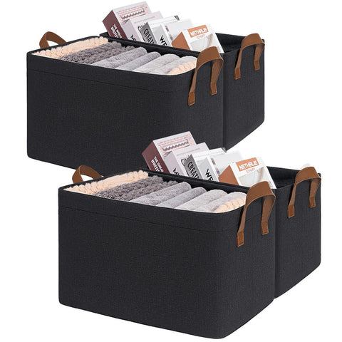 CHICVITA storage baskets on a shelf with metal frame for sturdy, clutter-free storage.