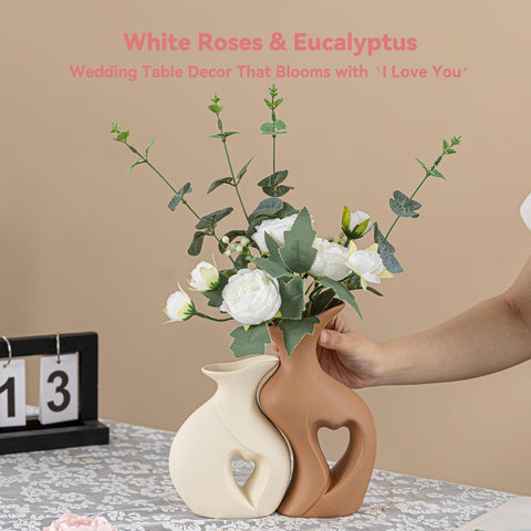 ChifonCyan hollow heart cutouts on linked vases at close view