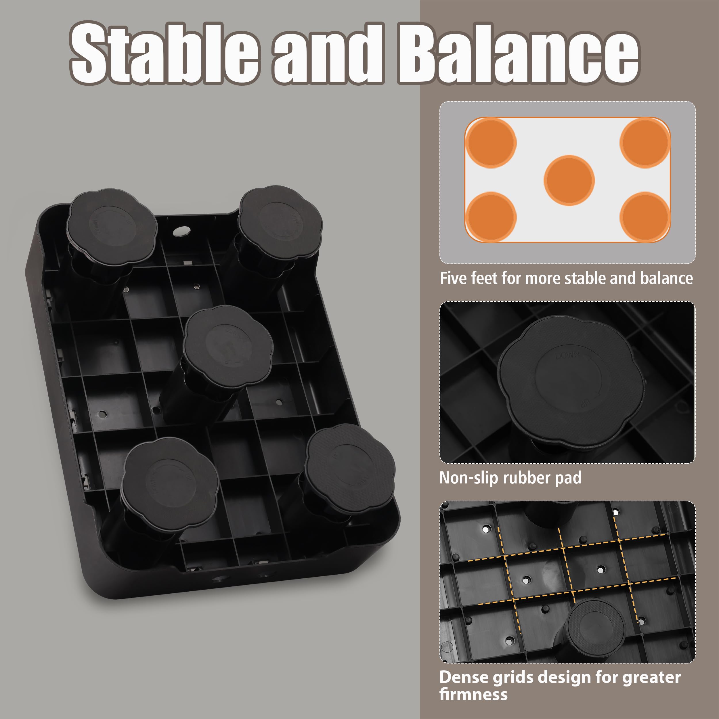 CHIKILLA heavy-duty platform supports up to 650 lbs for stability.