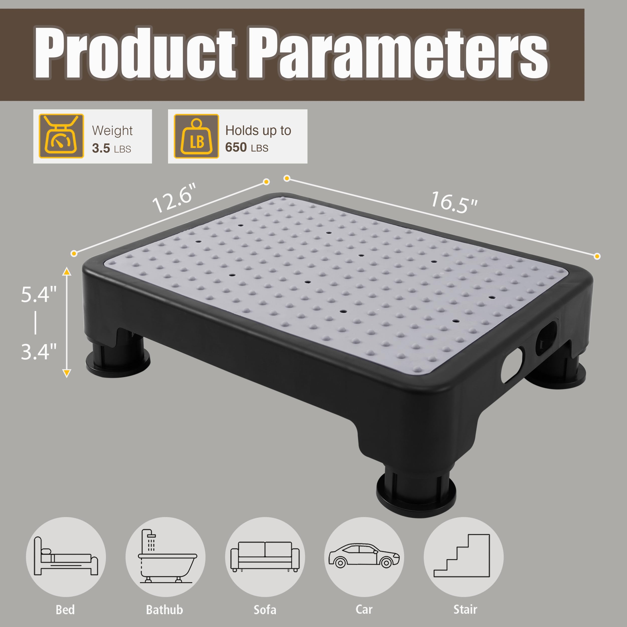 CHIKILLA step stool portable, lightweight design for travel and car storage.