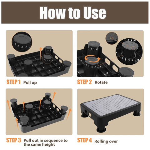 CHIKILLA step stool rubber feet grip floors for steady footing.