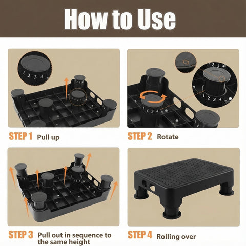 CHIKILLA adjustable step stool rubber feet improve floor grip and safety