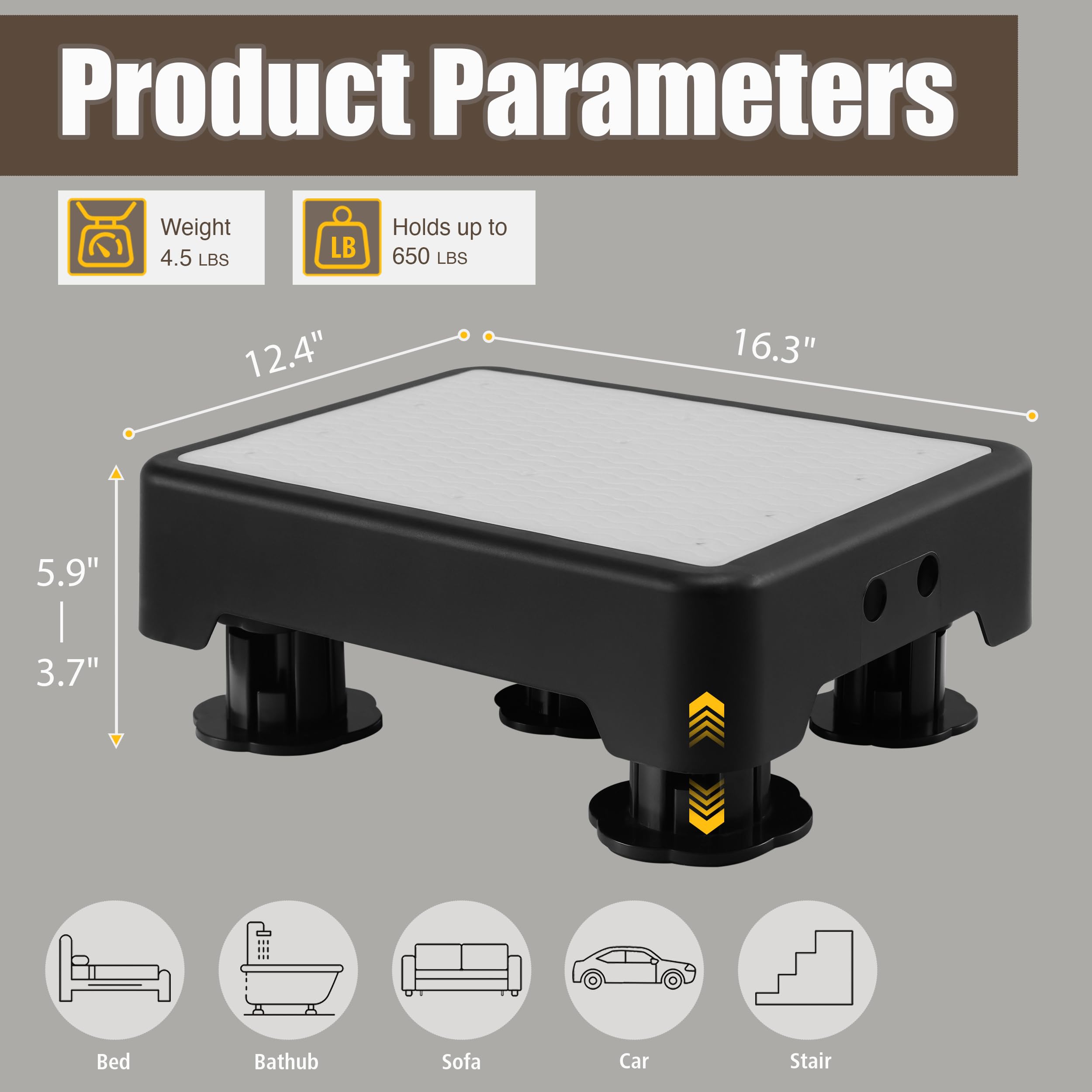 CHIKILLA adjustable step shows three height settings for versatility.