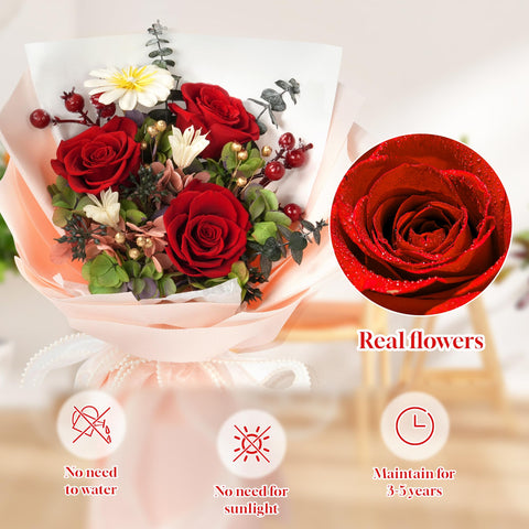 Childom romantic gift card and roses for a thoughtful present