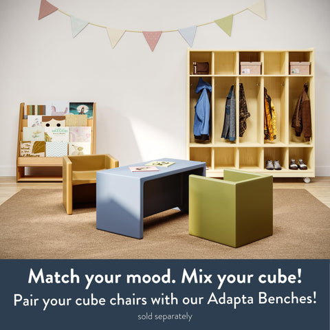 Rounded corners on the Children’s Factory cube chair for safe handling
