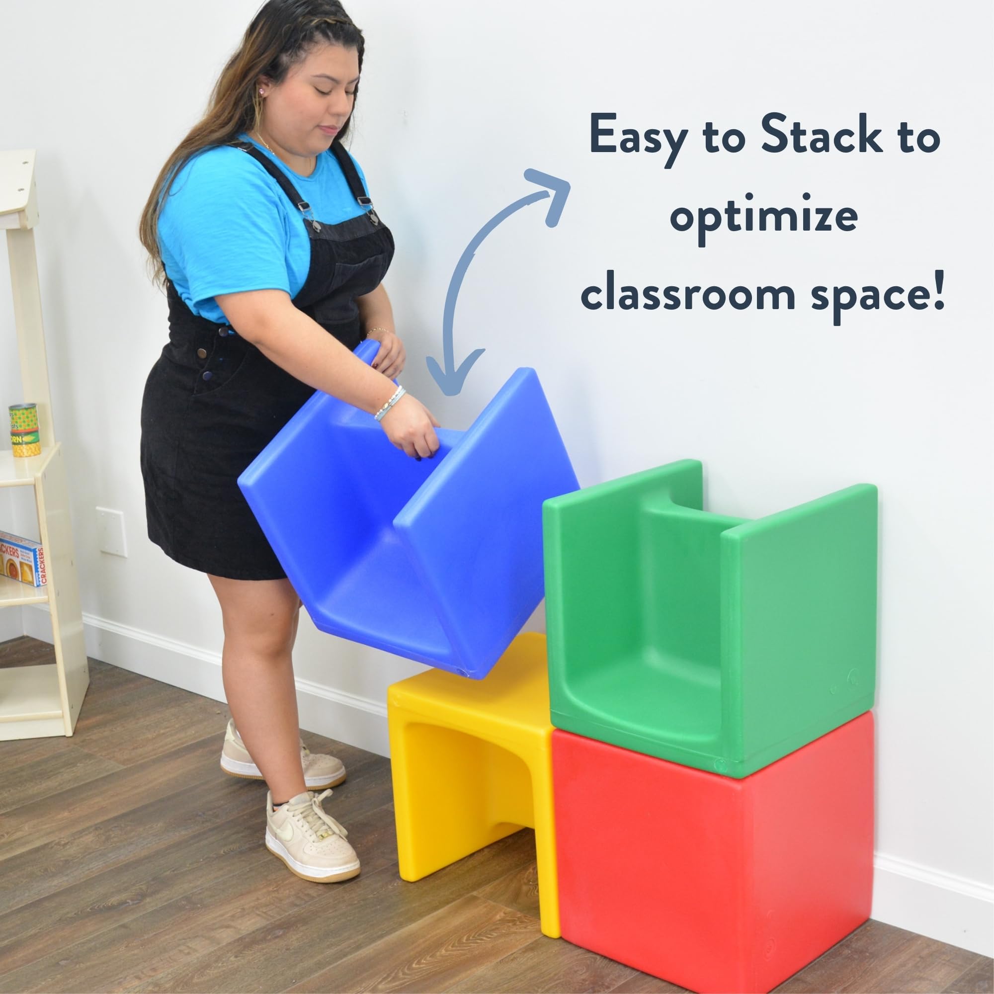 Edutray compatibility option converts the cube chair into a desk setup