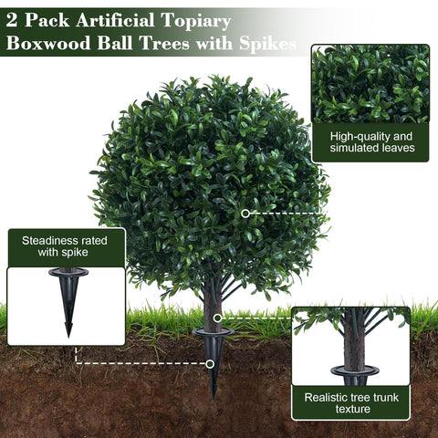 Chillchard boxwood topiary pair 2-pack for balanced entrance styling