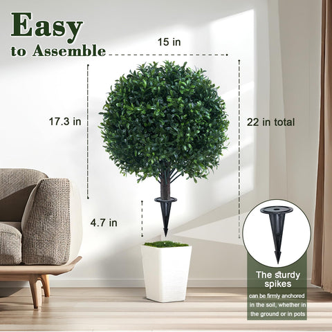 Chillchard faux boxwood ball tree stake with easy outdoor installation