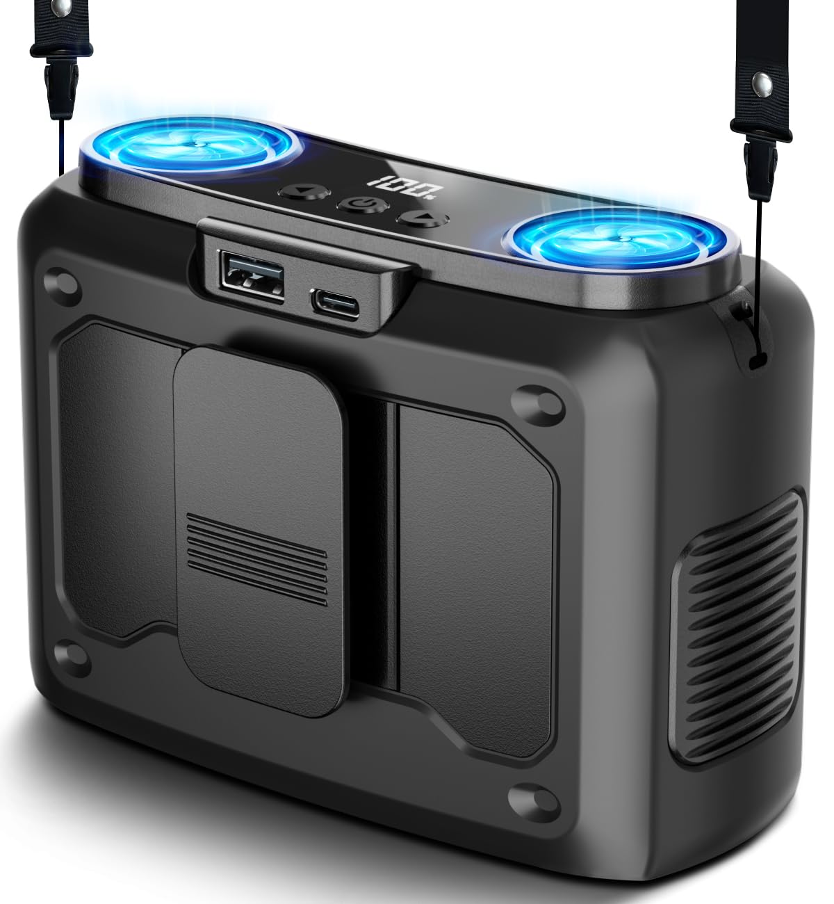 Chillgo 20000mAh portable fan with dual motors delivers enhanced airflow for quick cooling