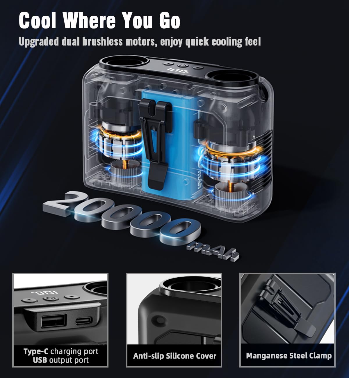 Chillgo 20000mAh portable fan travel gift box ready