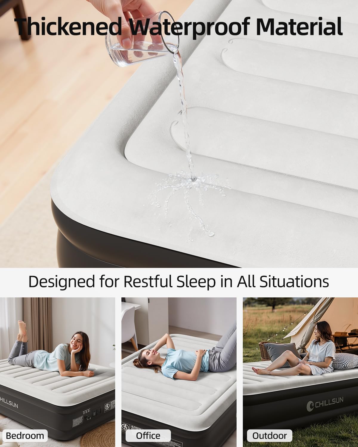 Self-deflating CHILLSUN bed with easy packing in mind