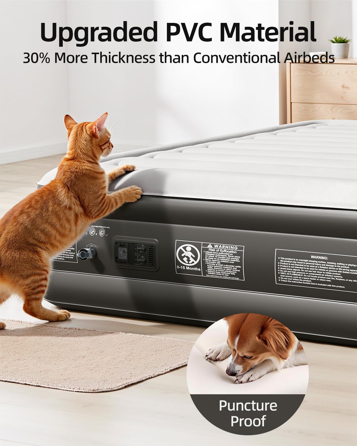 Waterproof flocked top on CHILLSUN mattress keeps surface dry