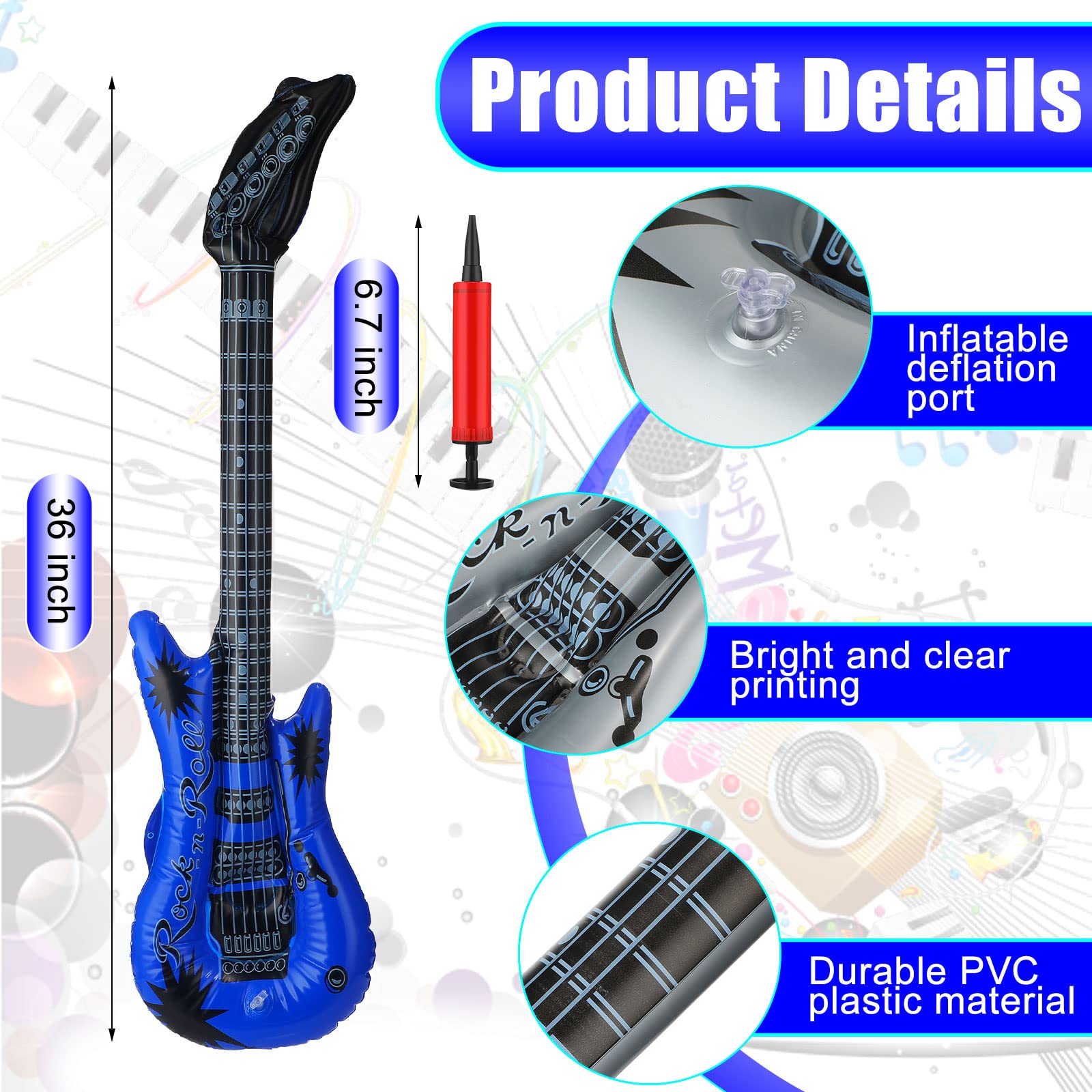 Chitidr inflatable guitar green enhances decor and interactive play at gatherings