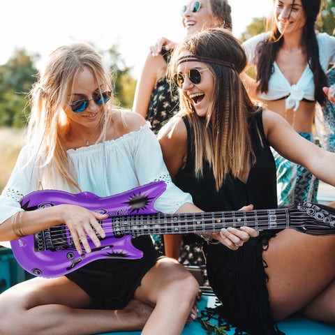 Chitidr inflatable guitar orange brings energy to carnival and photo booths