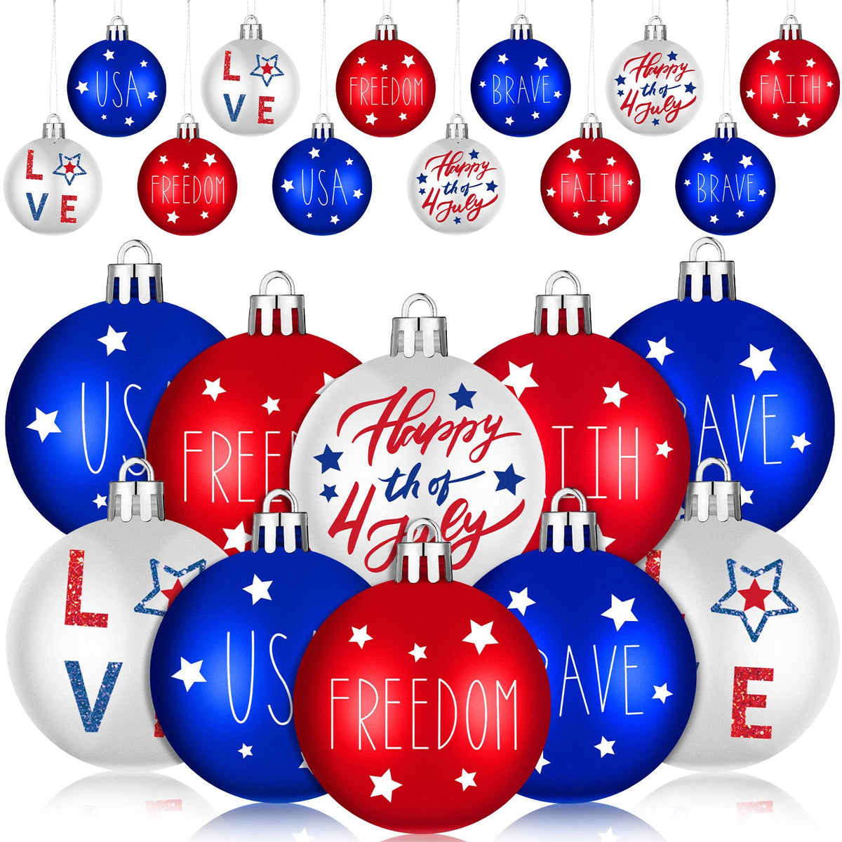 Chitidr patriotic tree ornaments with USA flag pattern for Memorial Day decor
