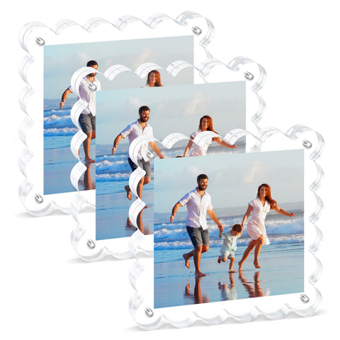 Chivalral 3Pack clear frame front view showing scalloped edges and quick photo swapping