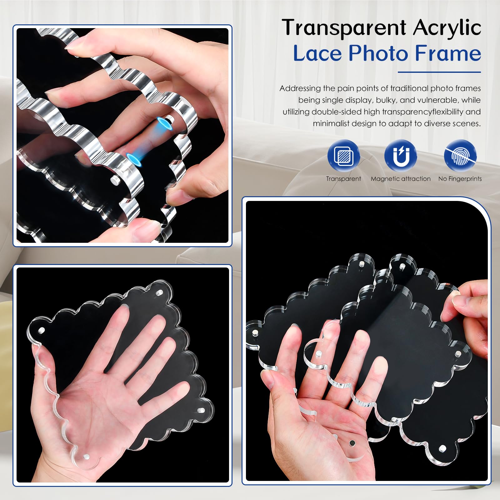 Chivalral 3Pack clear frame uv-block acrylic detail ensures lasting brightness