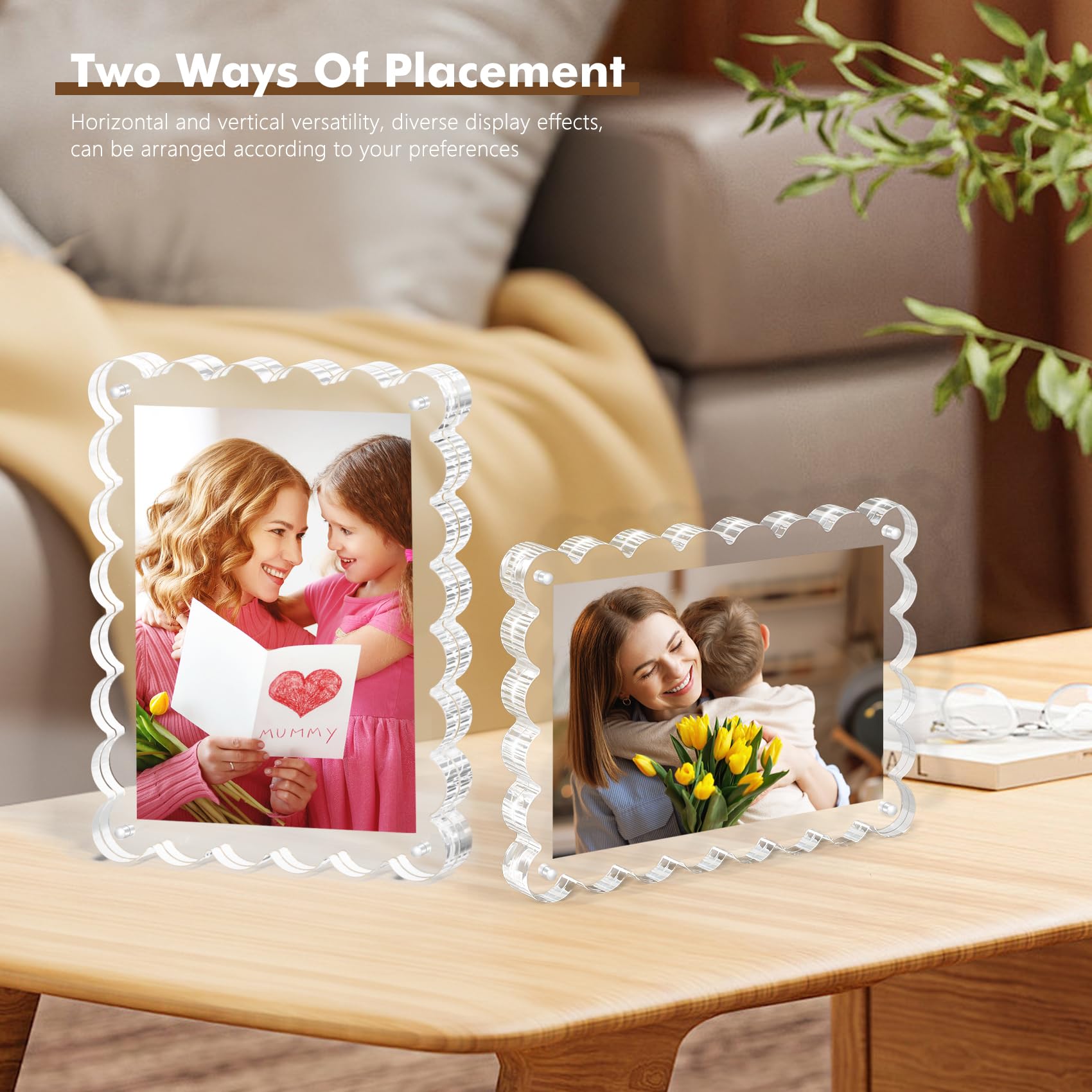 Chivalral double-sided acrylic frame displays photos from both sides