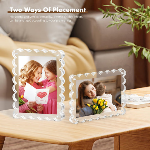 Chivalral double-sided acrylic frame displays photos from both sides