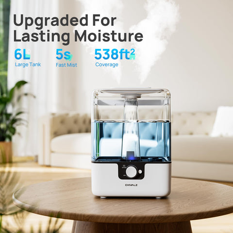 CHIVALZ cool mist outlet displays quick room humidification for living areas