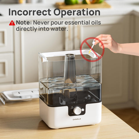 CHIVALZ humidifier in a cozy room setup for versatile use.