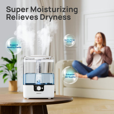CHIVALZ humidifier top-fill design for easy, spill-free refills.