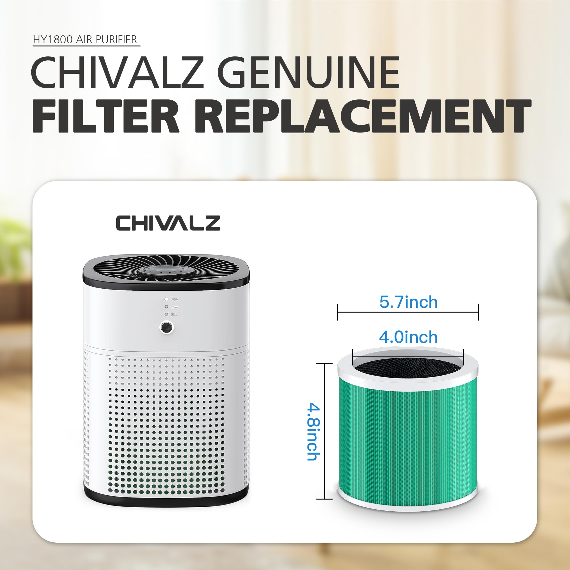 CHIVALZ HY1800 HEPA filter close-up highlighting true filtration efficiency.