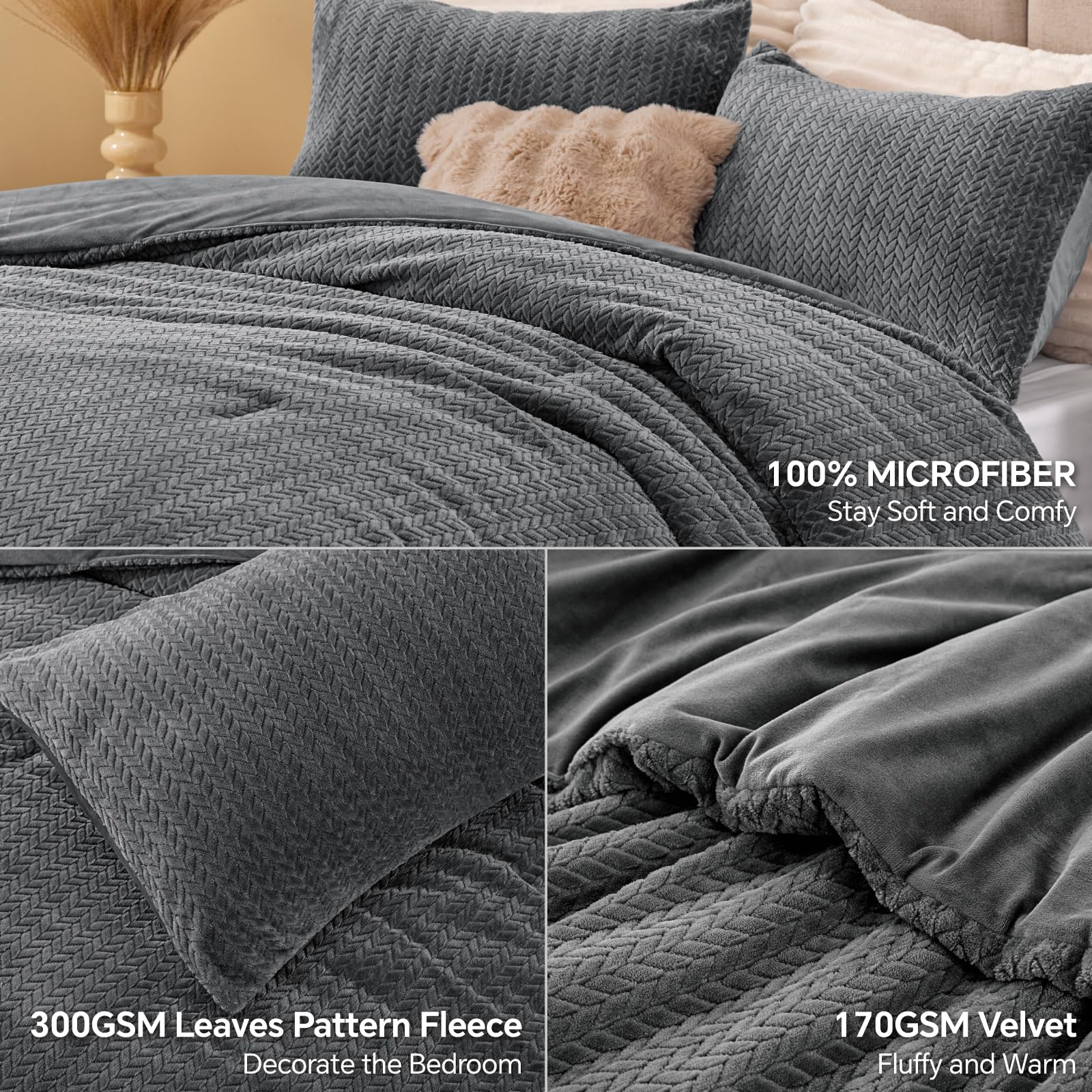 ChiXpace embroidered flannel knitting detail highlights texture and premium look.