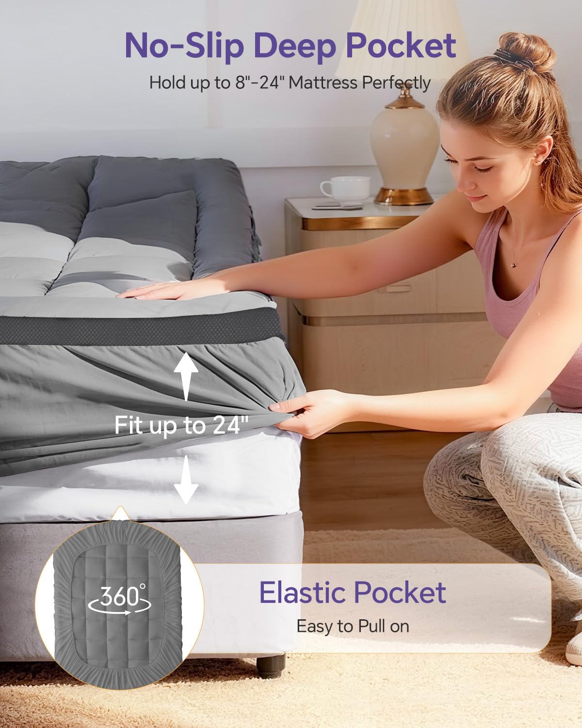 ChiXpace removable washable cover makes cleanup simple and keeps the topper fresh.