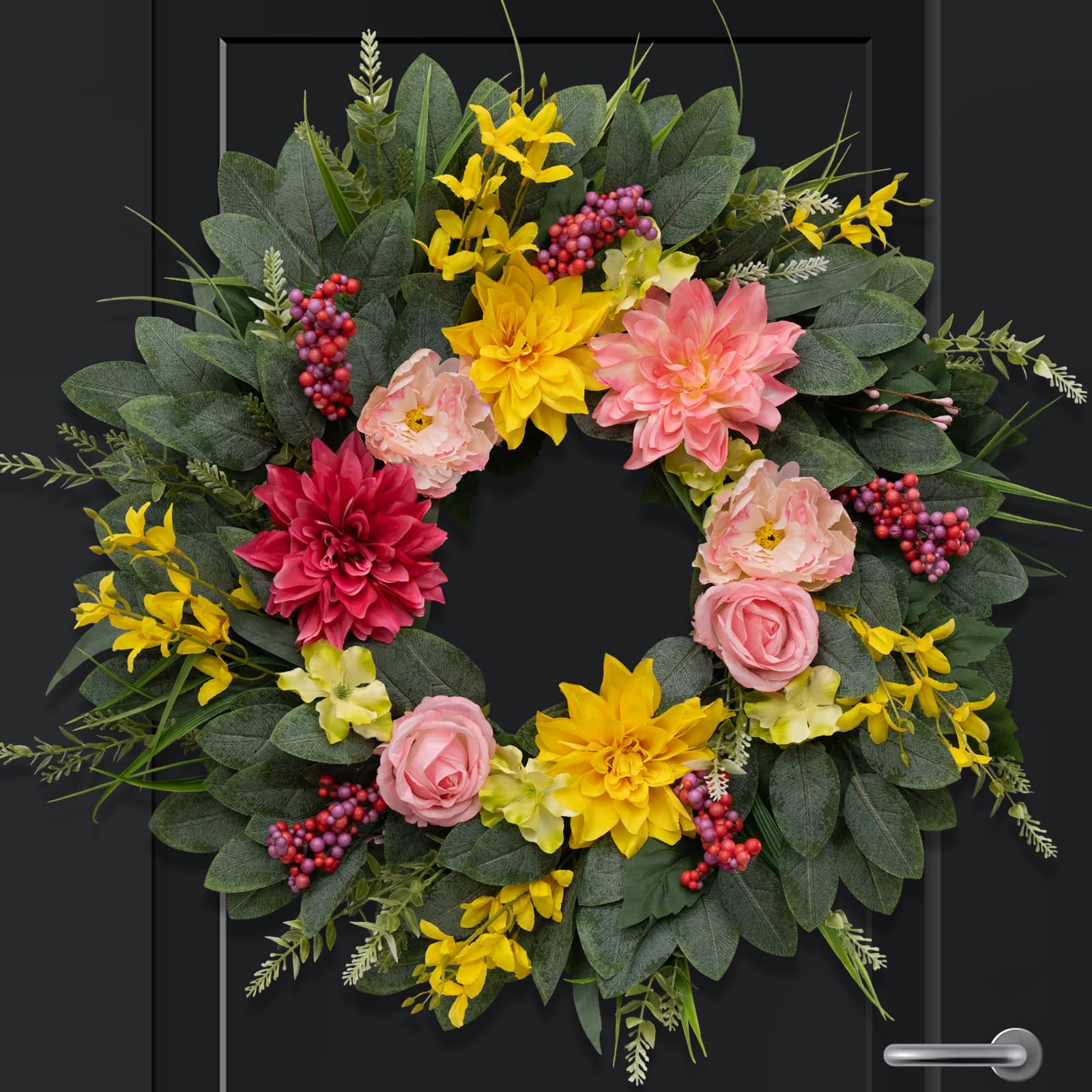 Chiyinbao front-door wreath suited for porch or indoor display with farmhouse style.