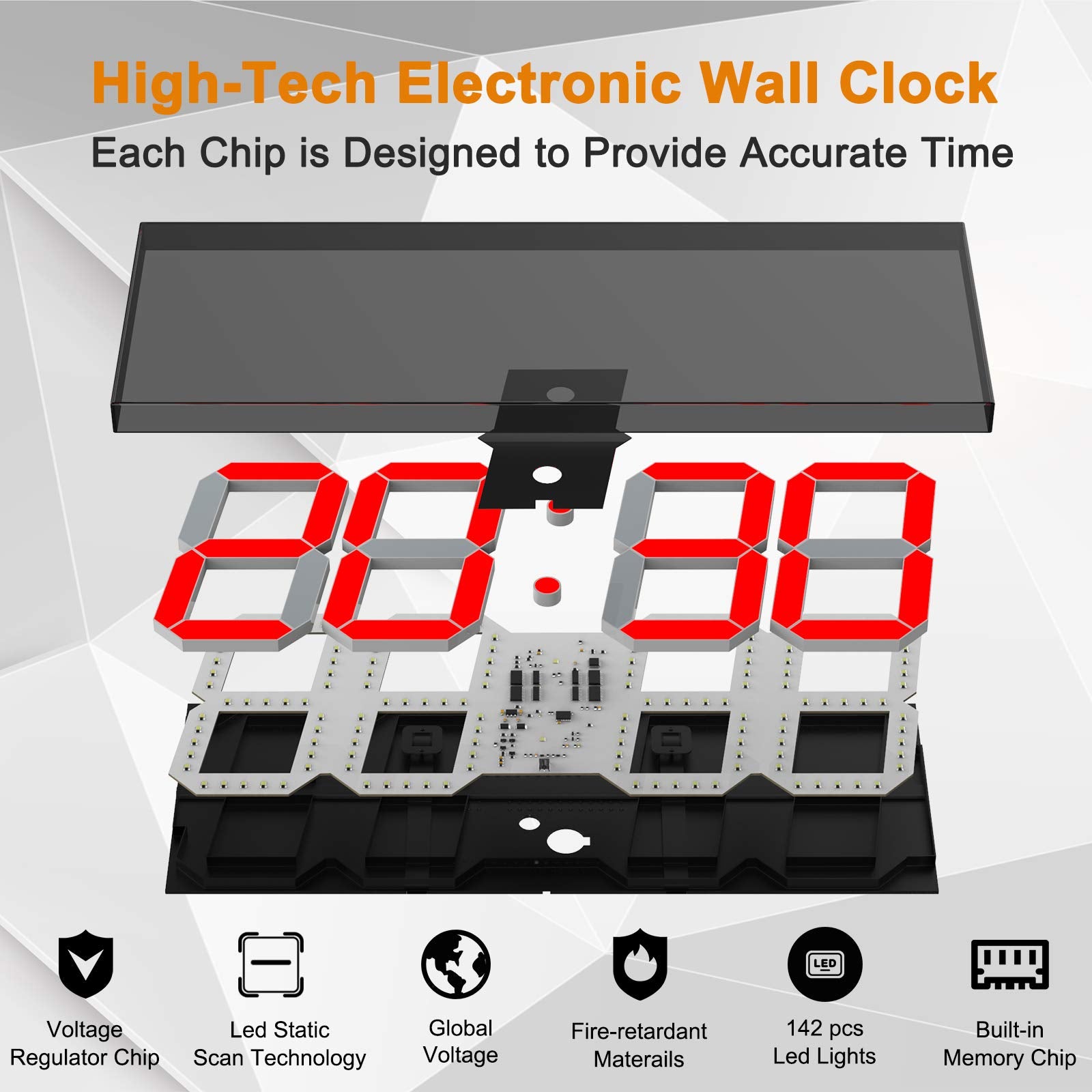 CHKOSDA clock remote control works up to 49 feet for convenient adjustments.