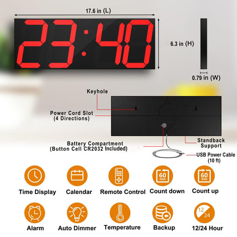 CHKOSDA clock with remote countdown and count-up timer for scheduling.