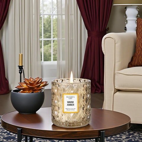 Gift box amber candle by Chloefu LAN ready for gifting
