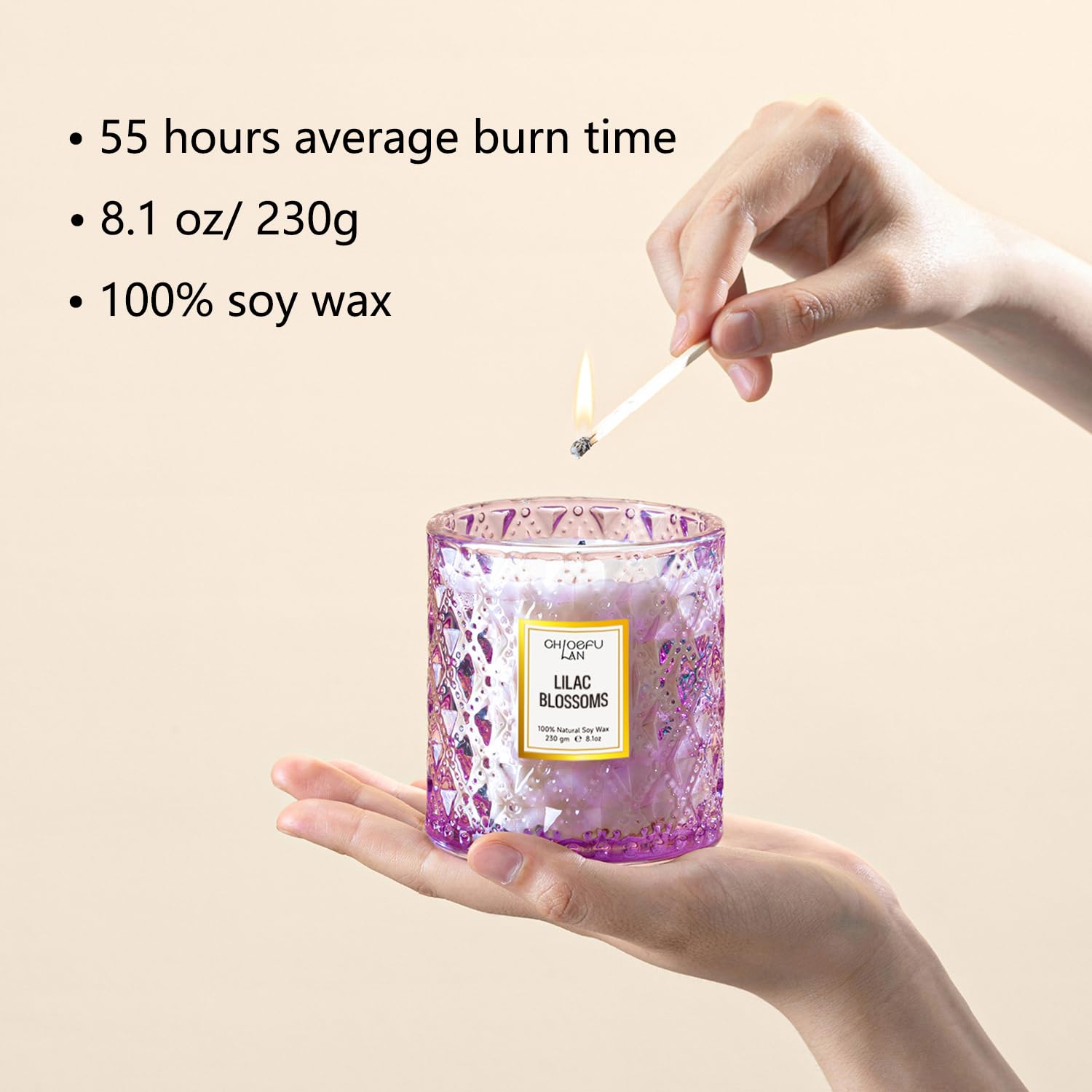 Chloefu LAN candle wax closeup shows natural soy and clean burn.