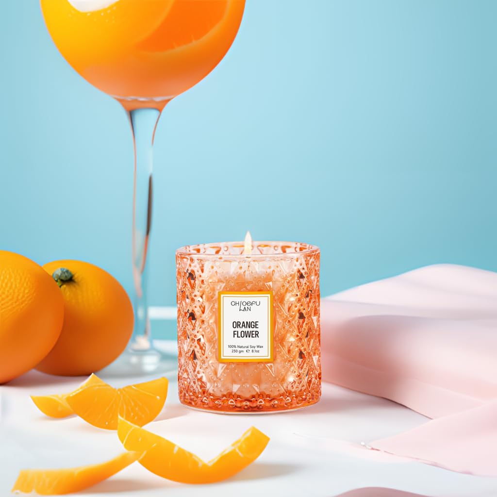 Chloefu LAN orange blossom container enhances home or office decor.
