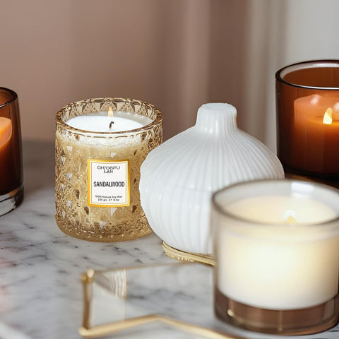 Chloefu LAN sandalwood candle packaging inside box ready to gift