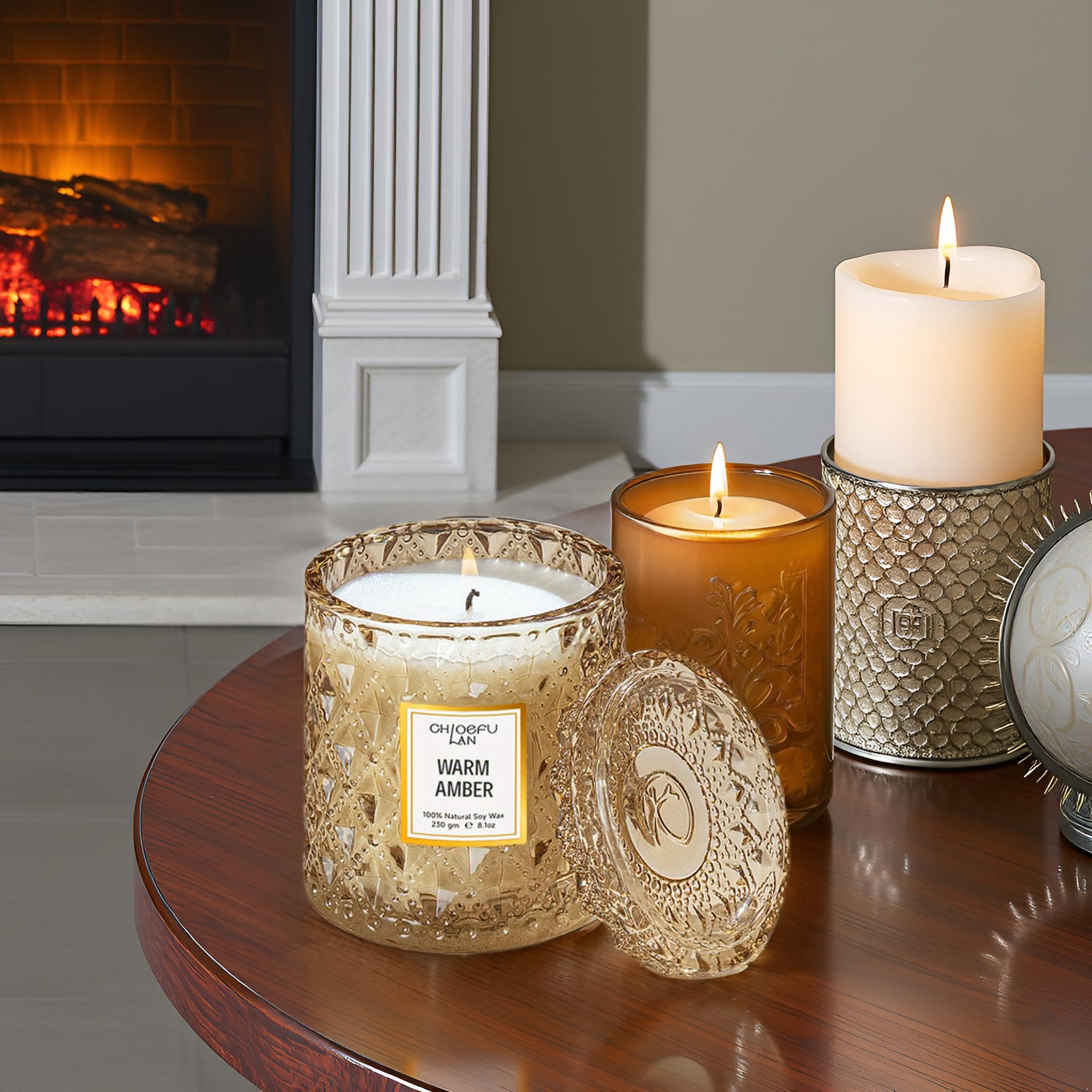 Chloefu LAN soy wax amber candle with clean burn