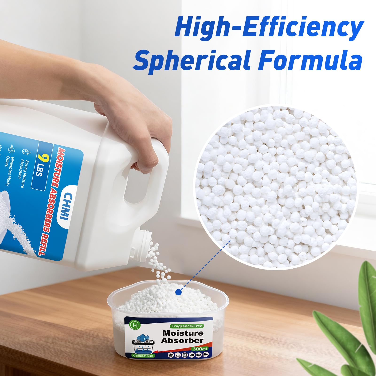 CHMI Calcium Chloride Beads refill pouch enables easy moisture management in any container.
