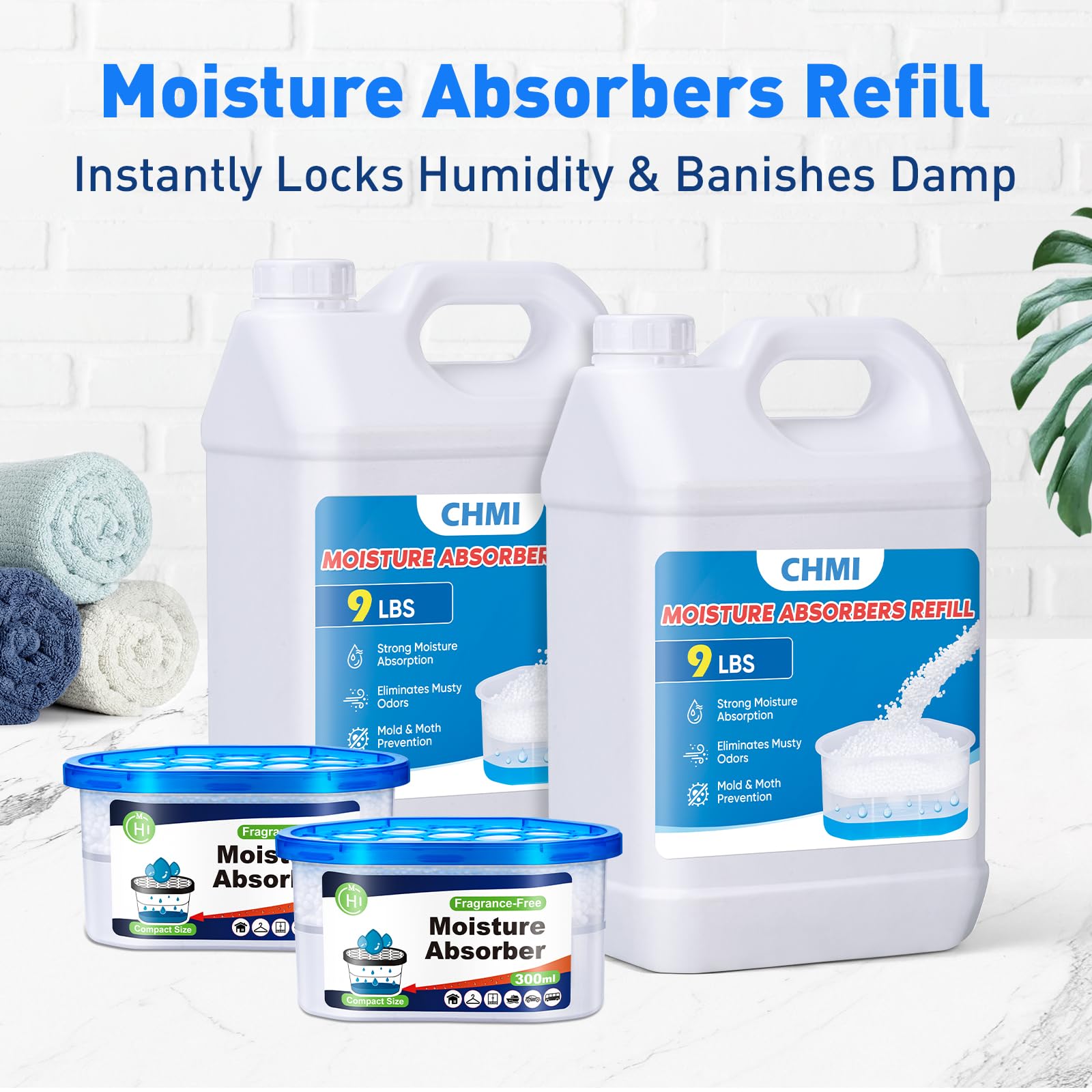 CHMI Universal Refill Beads are compatible with many dehumidifier containers.
