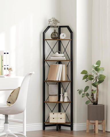 CHOEZON 5-tier corner shelf viewed at an angle for space saving.