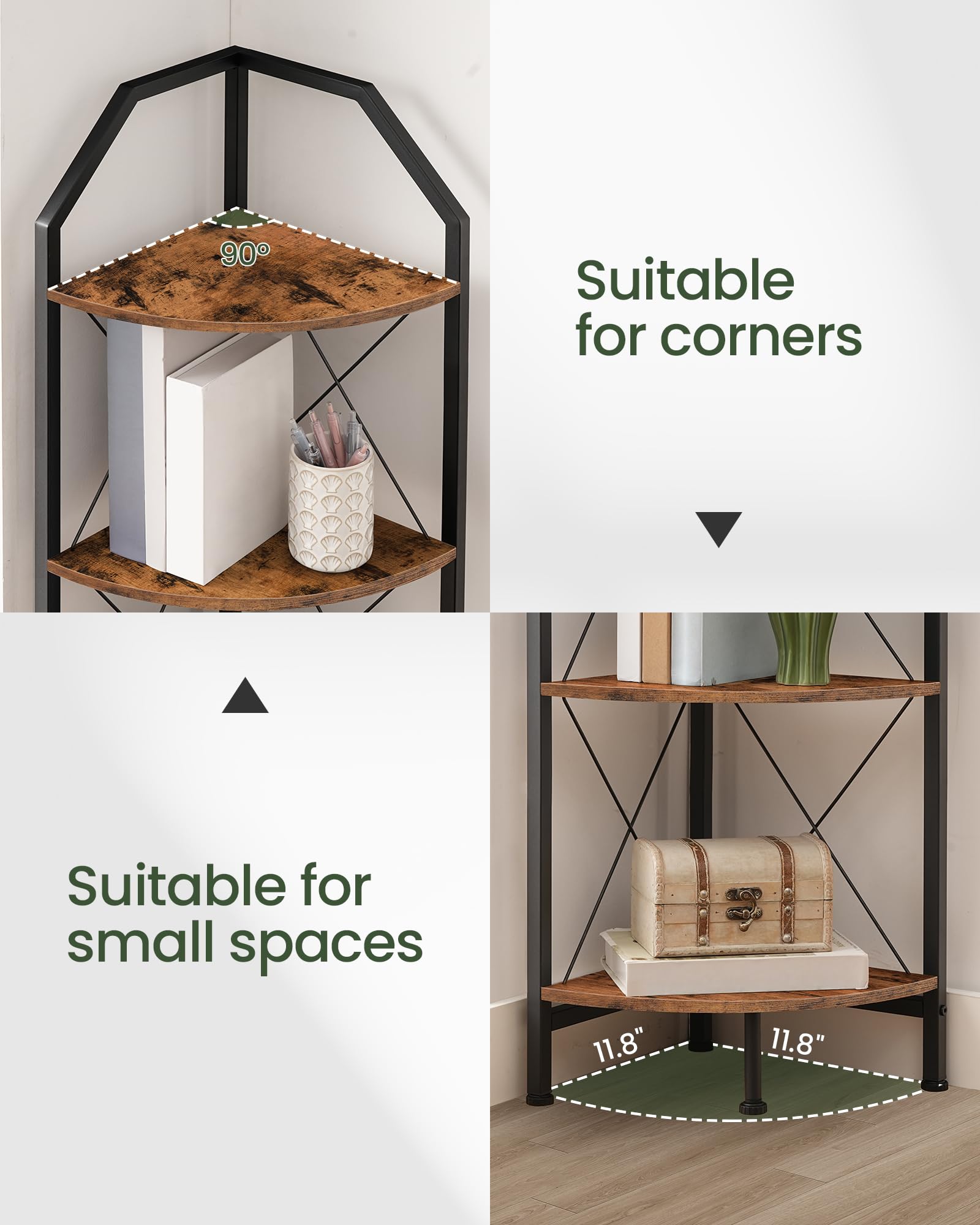 CHOEZON industrial frame corner shelf emphasizes sturdy construction