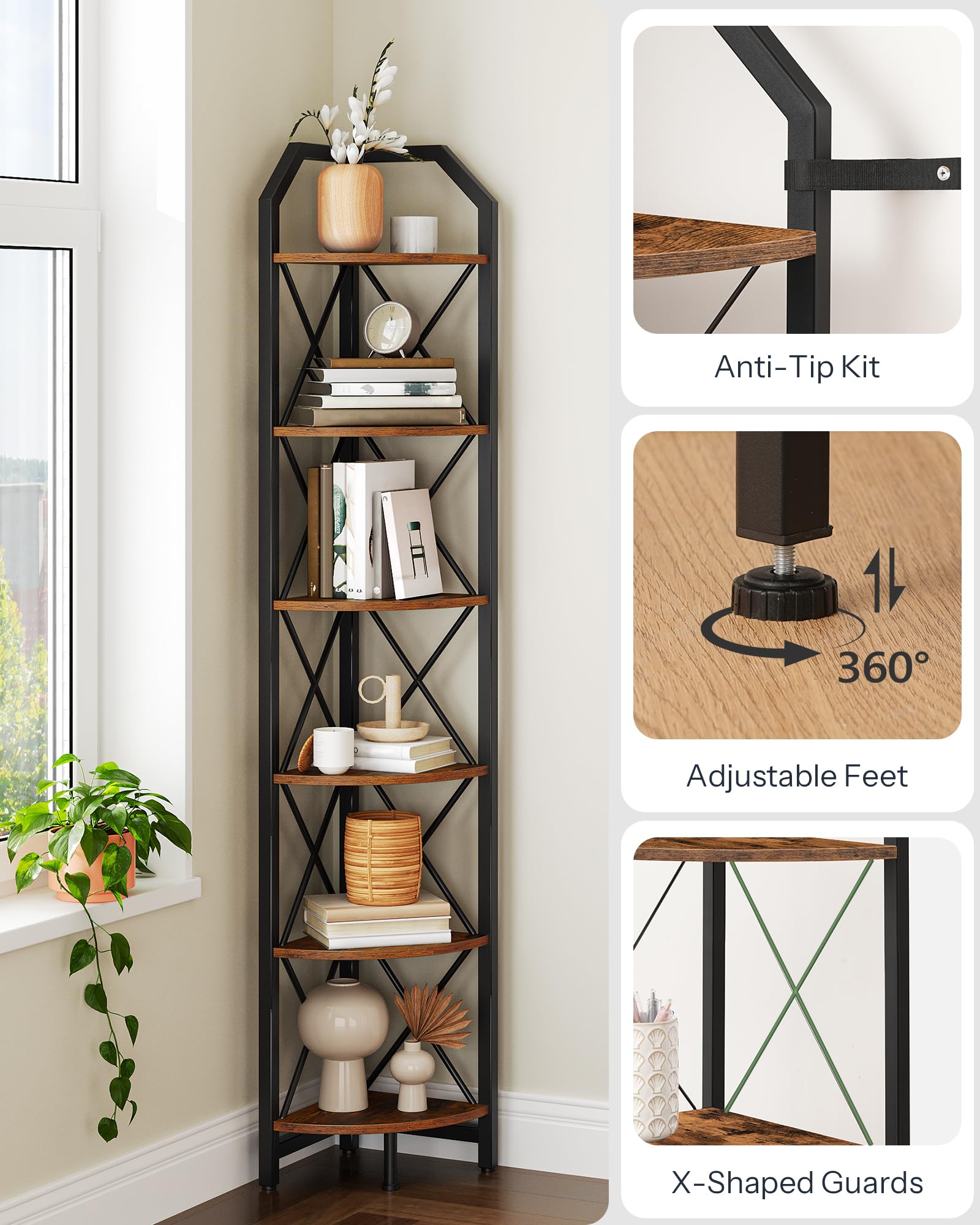 CHOEZON rustic brown finish adds vintage charm to a corner