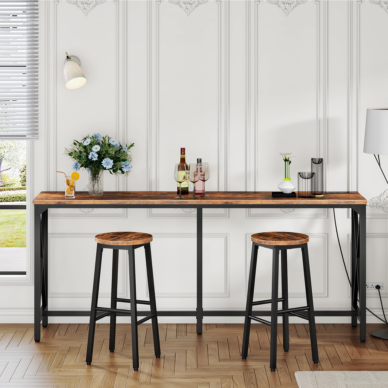 CHOEZON bar table dining-setup image illustrates versatile use for meals or drinks.