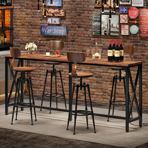 CHOEZON bar table front view shows rugged industrial design for modern living spaces.