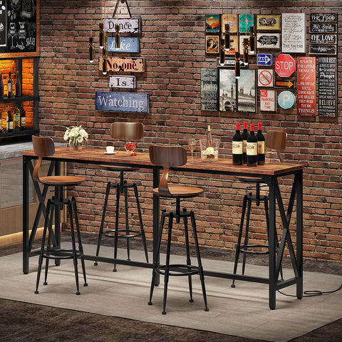 CHOEZON bar table power outlet image shows built-in charging options.