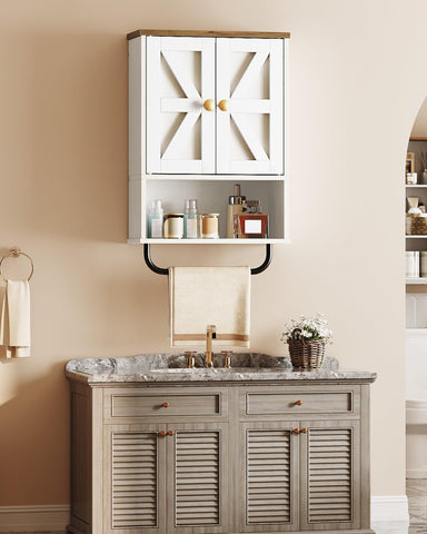 CHOEZON cabinet with adjustable shelves accommodates tall bottles.