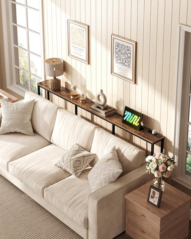CHOEZON behind-couch table with hidden cable management.