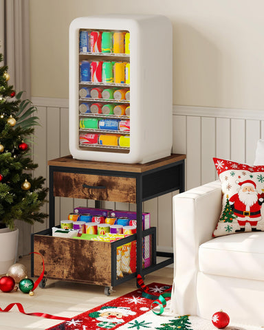 CHOEZON End Table with Mobile Basket highlights added mobility for small items.